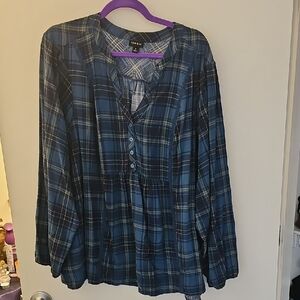 Closet Closing 2/28: Torrid Blue Plaid Blouse Size 3